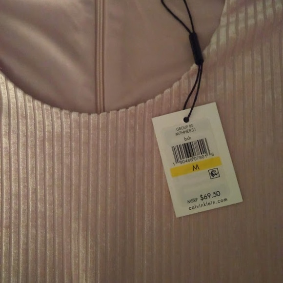 NWT Calvin Klein Cold Shoulder Blush Striped Top - Picture 2 of 5